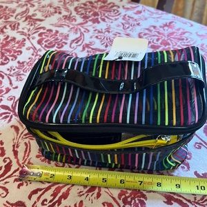 Cosmetic bags bundle of 4 new sheer with rainbow stripes NWT